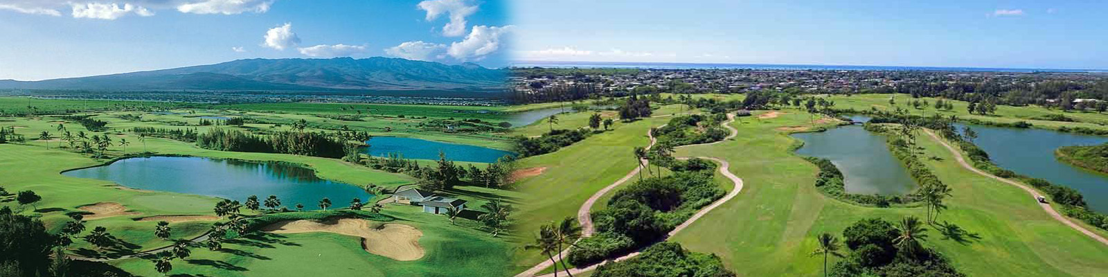 Championship golf at Hawaii Prince Golf Course in Ewa Beach with manicured greens, reflective ponds, and mountain scenery
